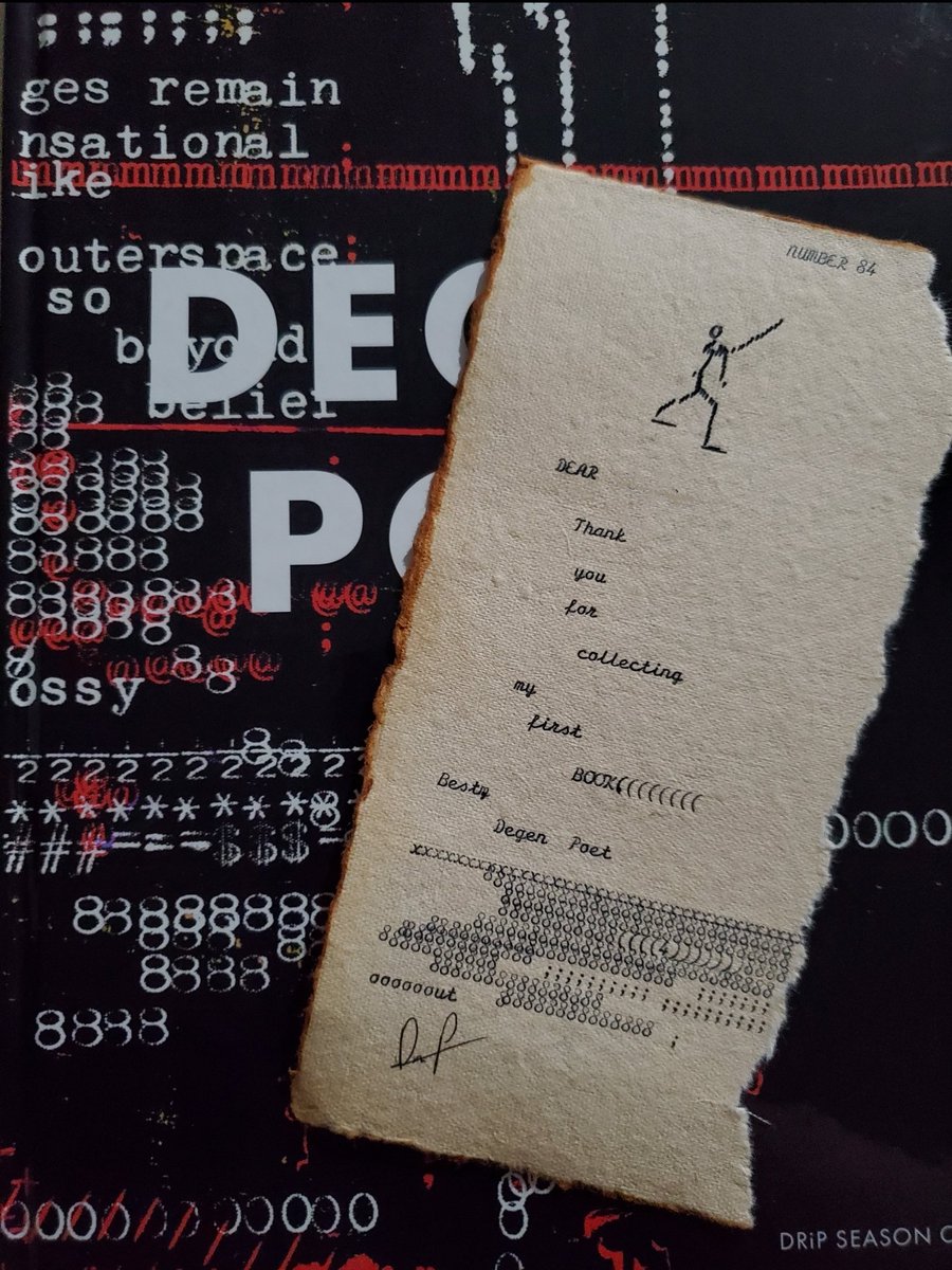 Received copy 84 today of <a href="/solanapoet/">degen poet</a> 's first book today. Very impressed by how carefully wrapped and protected it was for shipping and the personalized note inside was a great touch. Thank you Ser.