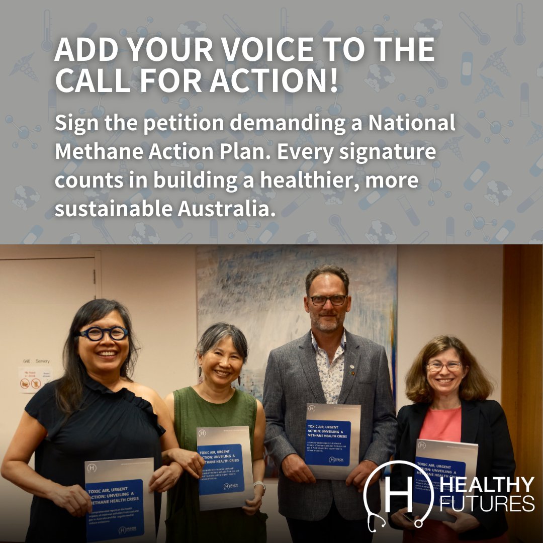 Healthcare workers, let your voice count! Sign the petition to demand a National Methane Action Plan in Australia’s NDCs. Together, we can protect health &amp; climate.

👉 healthyfutures.net.au/methane_report…

#MethaneActionPlan #ClimateHealth