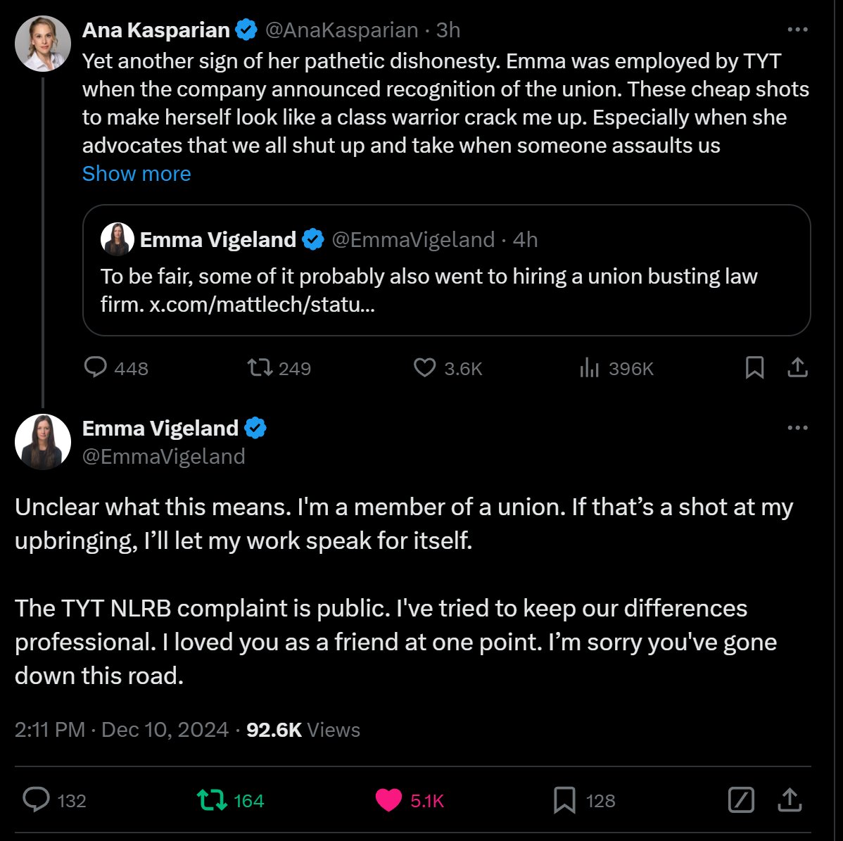 Mike_from_PA's tweet photo. This is legitimately sad and pathetic. But the fish rots from the head and that's always been the issue with TYT.

Abandoning progressivism in this moment will be seen as a colossal error in a few years. I feel so bad for @EmmaVigeland and @SamSeder https://t.co/vcSKQXYRzj
