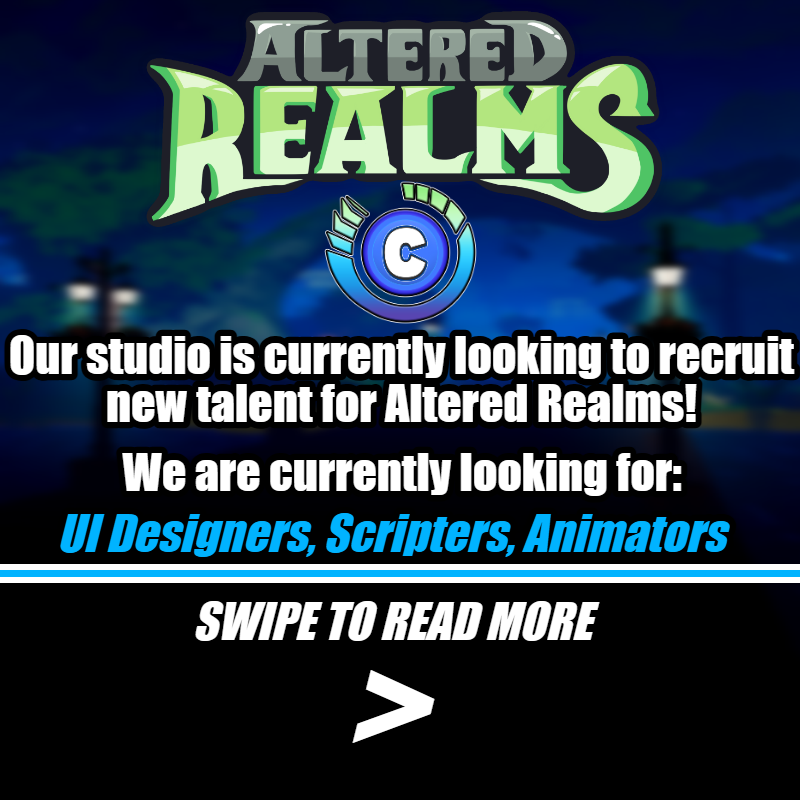 ChiTown_Studios's tweet photo. Our studio is currently looking to recruit new talent for Altered Realms! Check out the details below:

Interested In Working With Us/Contributing? 

Message: @imlvnaire &amp; @Amb3nt on Discord

#RobloxDev #GameDevelopment #NowHiring #JoinOurTeam #Discord #AlteredRealms #ROBLOX https://t.co/RpXrJ0KJvG