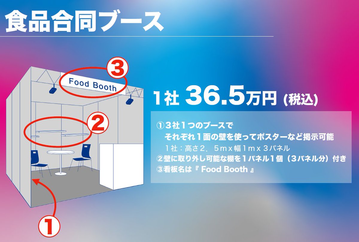 JTED2025's tweet photo. 🍙食品の合同ブース🍙
同じ分野の3社で1面をシェアするプランです。
#ドバイ展示会 #BtoB展示会 #中東ビジネス #海外展開 #ドバイビジネス #MENA市場
※同ブースの企業様のマッチングは事務局で行���ます https://t.co/OwhKr3tcgu
