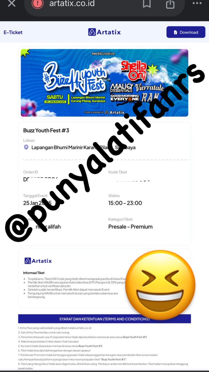ltifanrs's tweet photo. WTS 4 tiket presale Premium sheila on7 surabaya "Buzzyouthfest"
* Sisa 3 tiket
* Tuker udah jadi gelang 
*Masuk bareng 
500k/tix
#zonauang #zonajajan #buzzyouthfest #sheilaon7 https://t.co/ipp11xK0E5