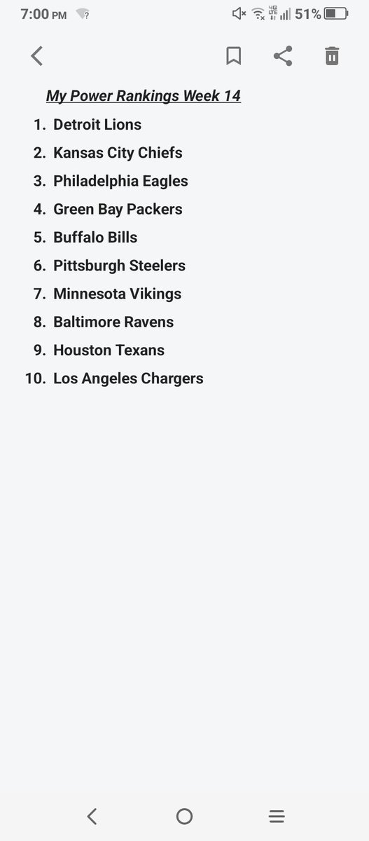 TaurusOD's tweet photo. Power Rankings Week 14 #nfl https://t.co/VZI8cFYycm