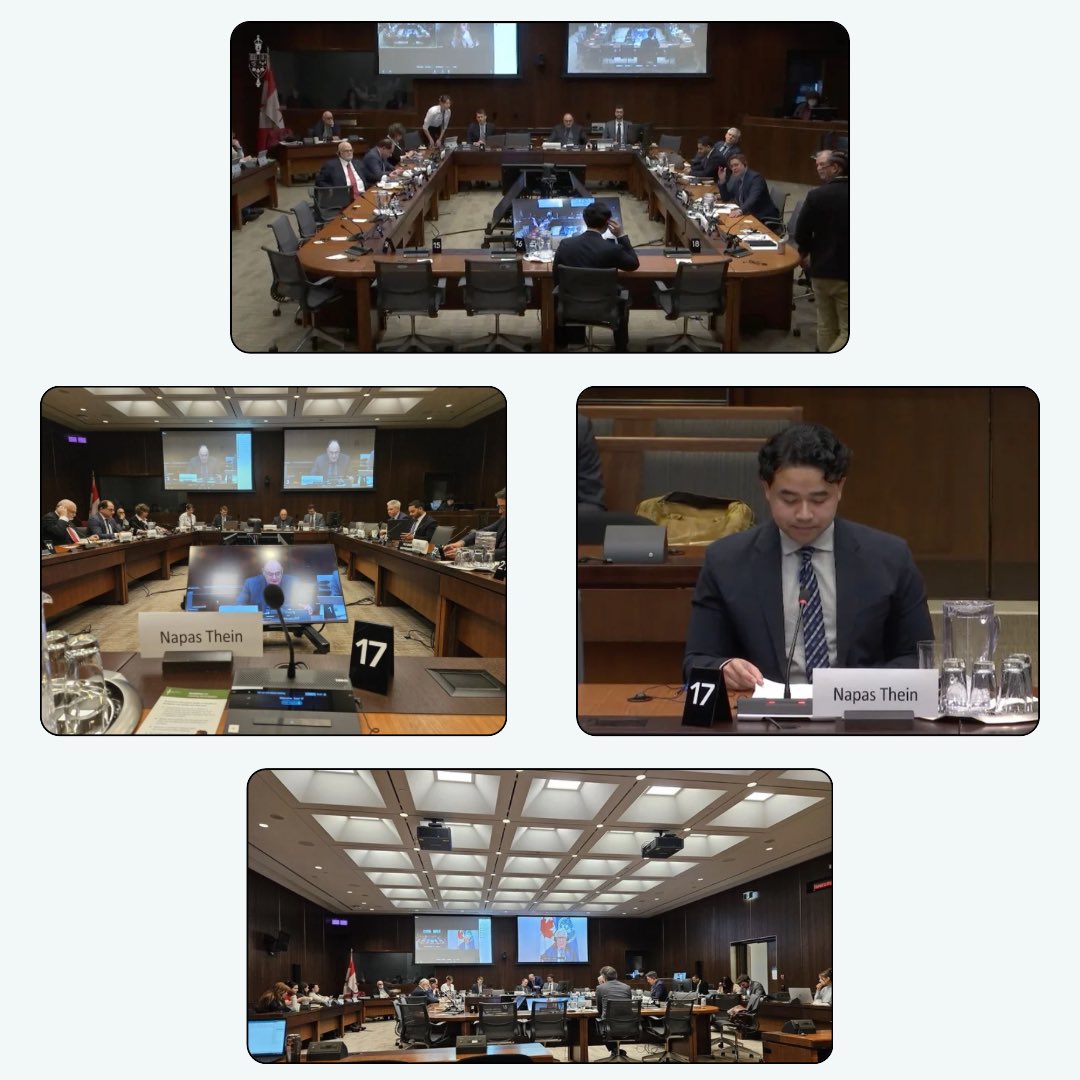 MyPACK_Hub's tweet photo. MyPACK in Parliament!🇨🇦 Fellow Napas Thein served as a witness on a subcommittee hearing on ‘Patterns of Force Migration in Different Regions of the World’. 

He shared insights from Myanmar’s ongoing political, humanitarian and migrant crisis. 

#Myanmar #MyPACKHub https://t.co/n1UipDigYM