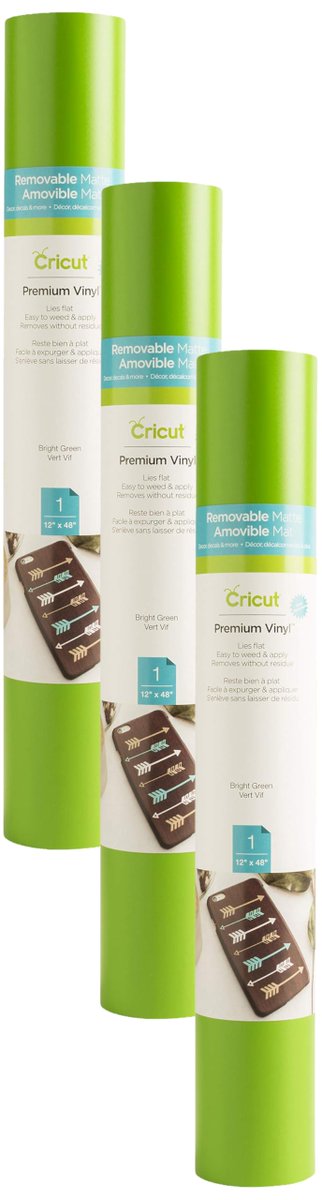 Cricut Removable Vinyl, Bright Green - 3-Pack of 4ft Rolls (12"x48") Premium No-Residue Vinyl for DIY Crafts, Wall Decals, Stickers, in-House Décor - Compatible with Cricut Maker + Explore Machines for $13.50, reg $17.91.

Buy via Amazon: saving.deals/redirect/B0DFV… 

 #Ad #Deal