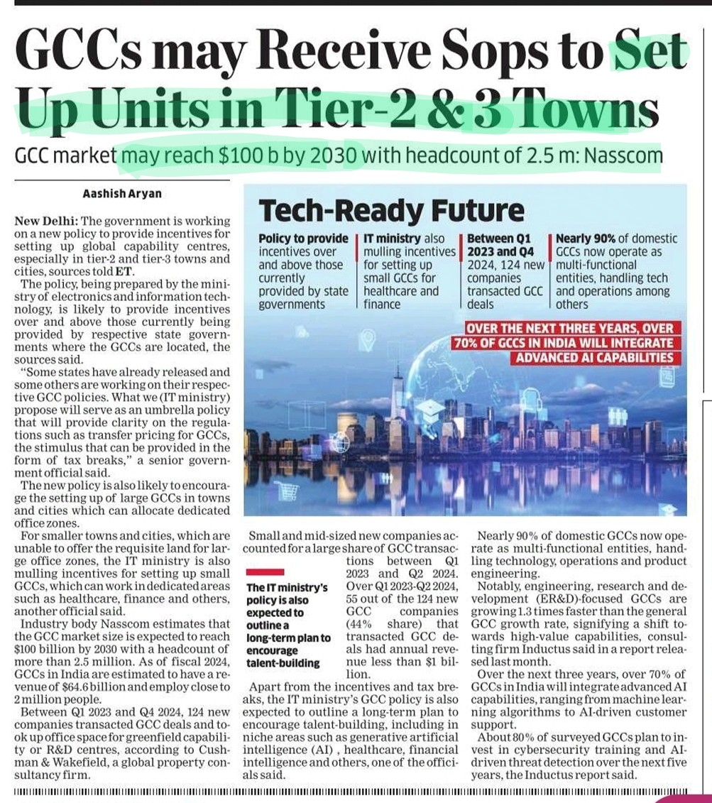 ShridhantS's tweet photo. GCC πππ
GCC may receive Stop to set up unit in Tier 2-3 cities
GCC market may reach $ 100 bn by 2030
The it minister GCC police is also expected to outline a long term plans encourage talent building .
#GCC
#Cyersecurity https://t.co/hw5E7Kq3bT