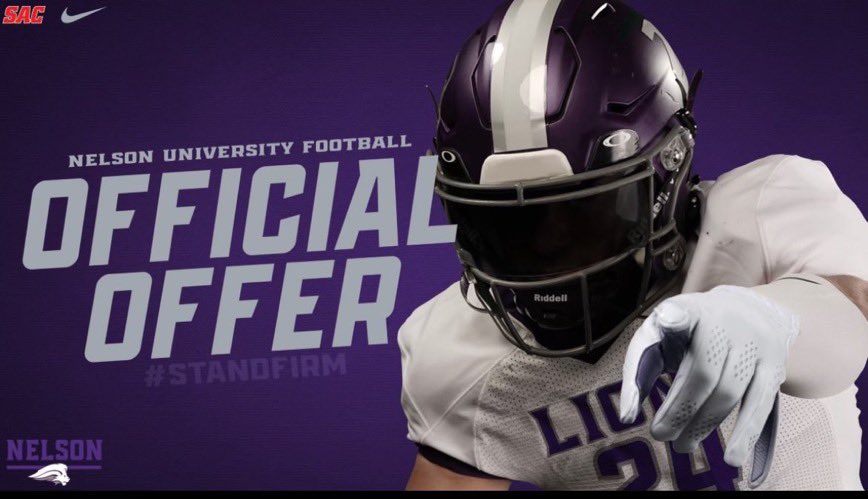 _rxbertxx__'s tweet photo. I’m exited to receive my first collegiate scholarship to play football at the next level. Thank you to Nelson University and @Garrison_Oline https://t.co/tSzHvVuKA8