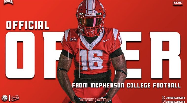 Blessed to recieve my 2nd offer from <a href="/MACBulldogsFB/">McPherson Football</a>. Go Dogs!! <a href="/CoachKRocheford/">Kenton Rocheford</a> <a href="/3RiversBulldogs/">Three Rivers Athletics</a>