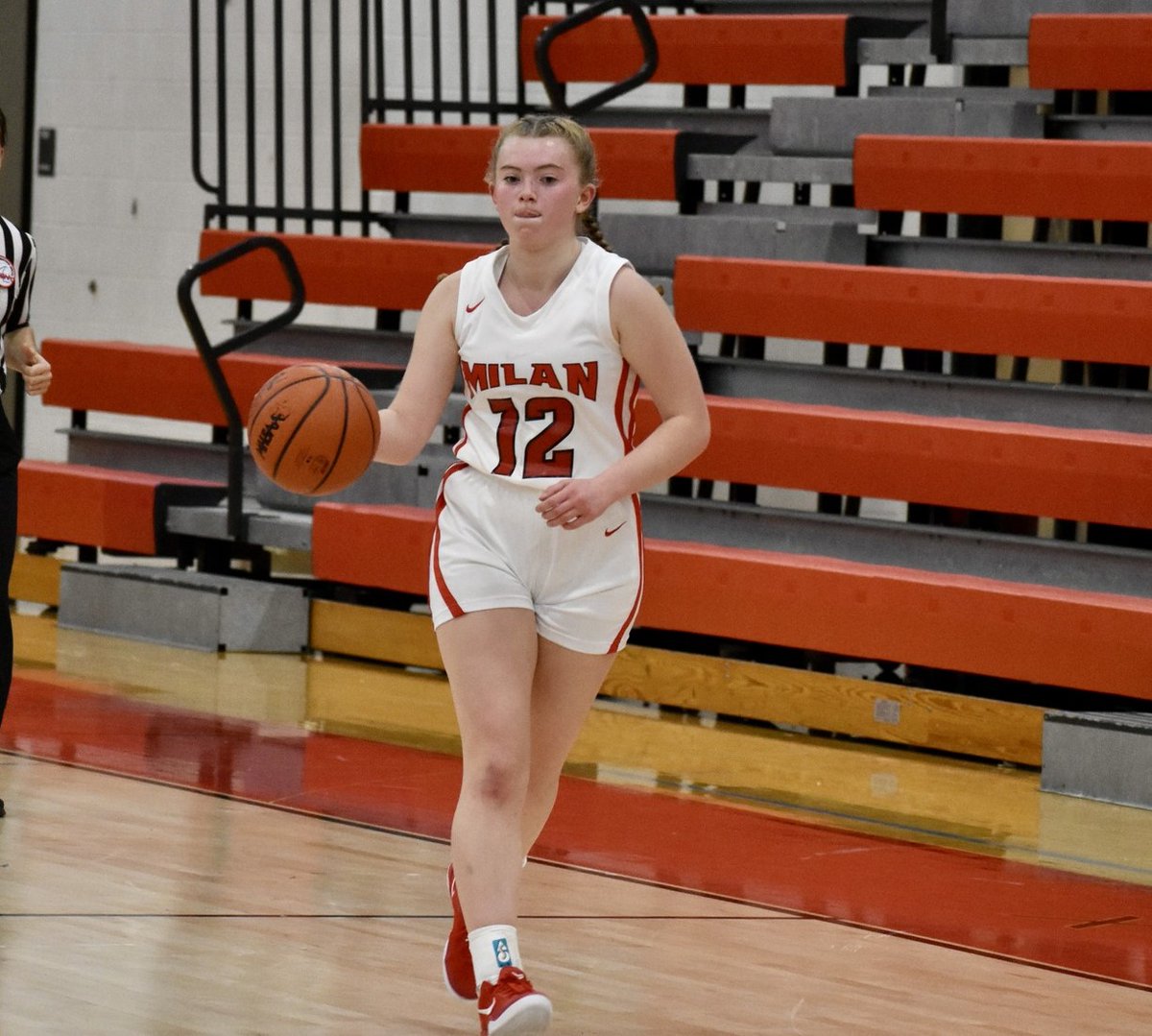 Milan's Emily Bladen had a career night for the Big Reds setting the school record for three-pointers with nine &amp; finished with 39 points. The nine 3's puts her in the MHSAA record book tied for 6th for three-pointers in a game. She helped lead Milan past Britton Deerfield 59-27.