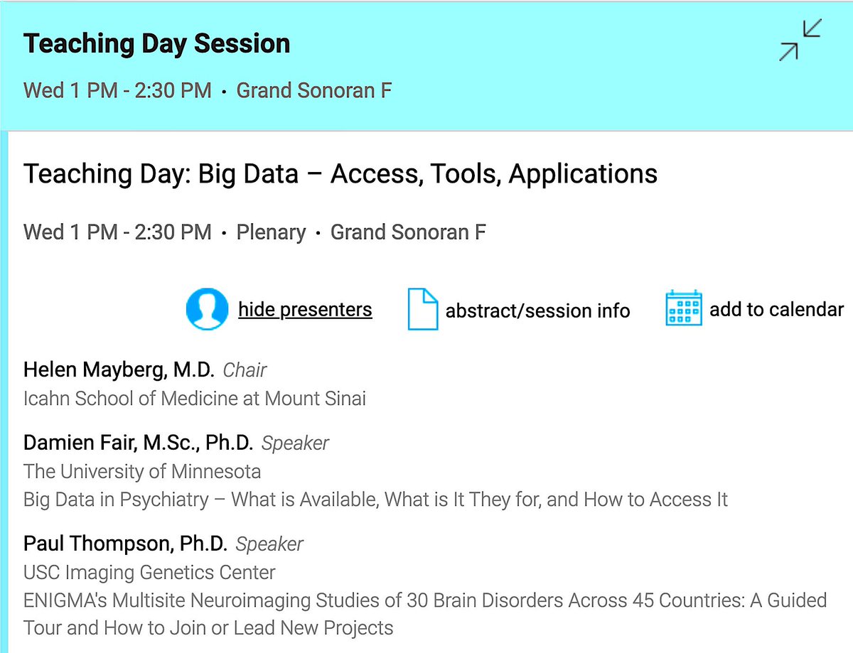 PTenigma's tweet image. COME JOIN US in Phoenix tomorrow @ 1pm for ACNP’s “Teaching Day - Big Data: Access, Tools, Applications” #ACNP2024 featuring Damien Fair + Helen Mayberg (+me if I get to Phoenix in time !!!)