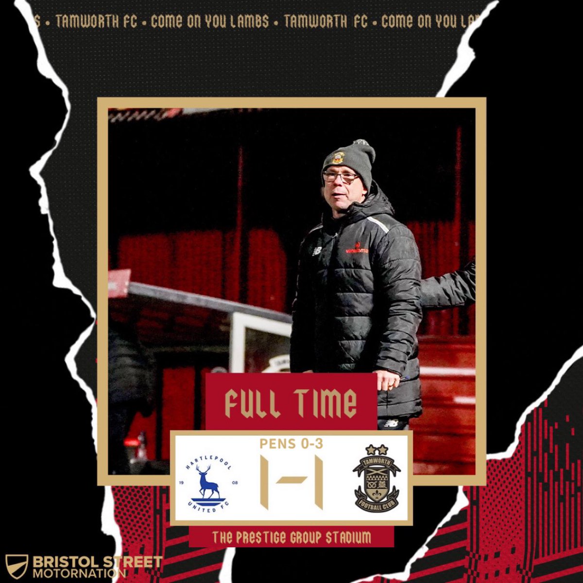 tamworthfc's tweet photo. π£ππ‘π¦ | #HARTAM π΅ 1-1 π΄
Singh penalty heroics once again as we progress in the Isuzu FA Trophy.
#bristolstreetmotors | #COYL πβ½οΈ https://t.co/CTyC6twHeR