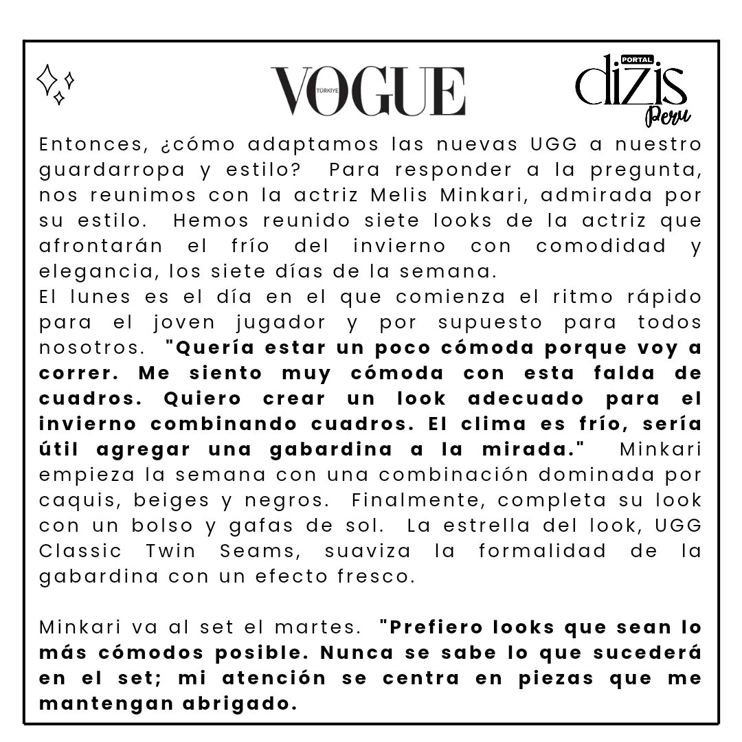 portaldizispr's tweet photo. ╰─►° ꒰🎄꒱ؘ Vogue Türkiye ✘ UGG

╰─►° ꒰📰꒱ؘ Vogue Türkiye ◘ Entrevista que realizó #MelisMinkari traducida al español.

╰─►° ꒰🦦꒱ؘ #MelisMinkari #Kardeşlerim #RecMel #AyBer #turkishseries #novelasturcas #turkishactor

╰─►°꒰🧵꒱ؘ 1/2 https://t.co/wbP70XgTjO