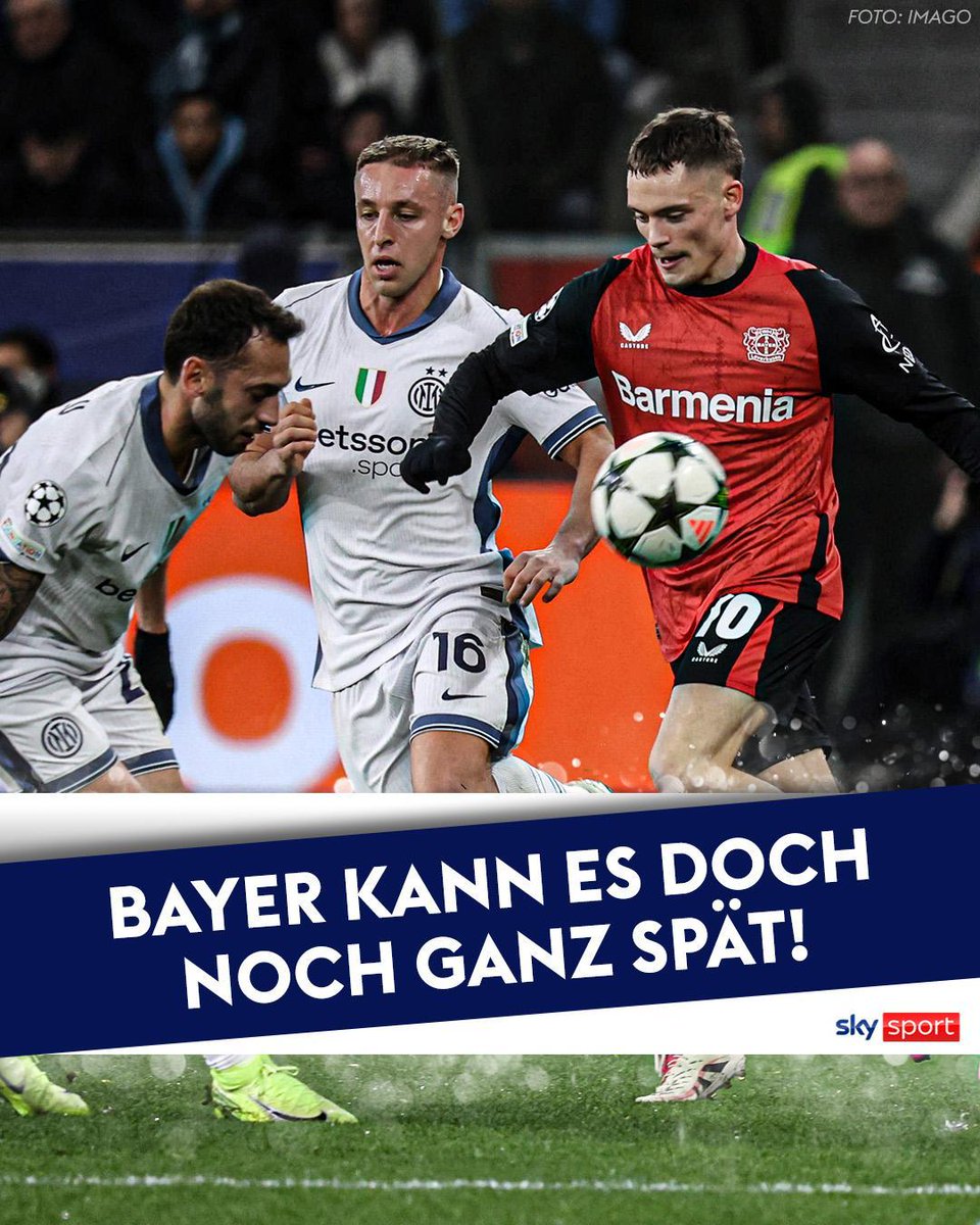 SkySportDE's tweet photo. Lange sieht es nach einem Unentschieden aus. Doch dann trifft Mukiele doch noch zum 1:0-Sieg für Leverkusen! 🔥 Das erinnert an das Leverkusen der vergangenen Saison. 

#SkySport #UCL #LEVINT https://t.co/Ph3iKW52hb