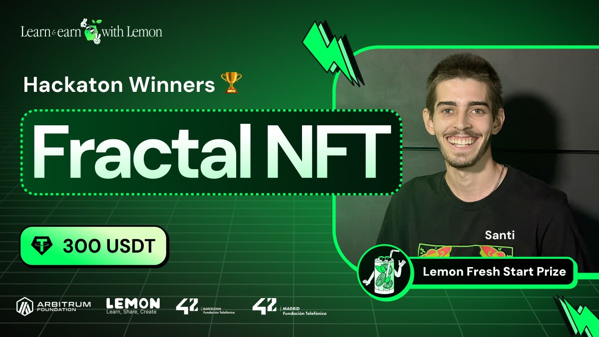 👉🏽 2nd Lemon Mastery Stylus $300:
🏆🔥 Fractol NFT 🔥🏆

Fractol allows you to generate a fractal, mint it as NFT and claim it as a unique asset. It use recursion to create complex, self-similar patterns as Mandelbrot.

🔗 The full code: github.com/Aggyx/arbitrum…