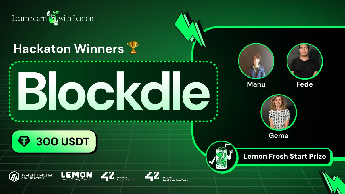 👉🏽 2nd Lemon Fresh Start $300:
🏆🔥Blockdle🔥🏆

Blockdle is a remastered version of Wordle, We implemented an extraordinary anti-cheating system.

🔗 The full code: github.com/mortegaa/block…