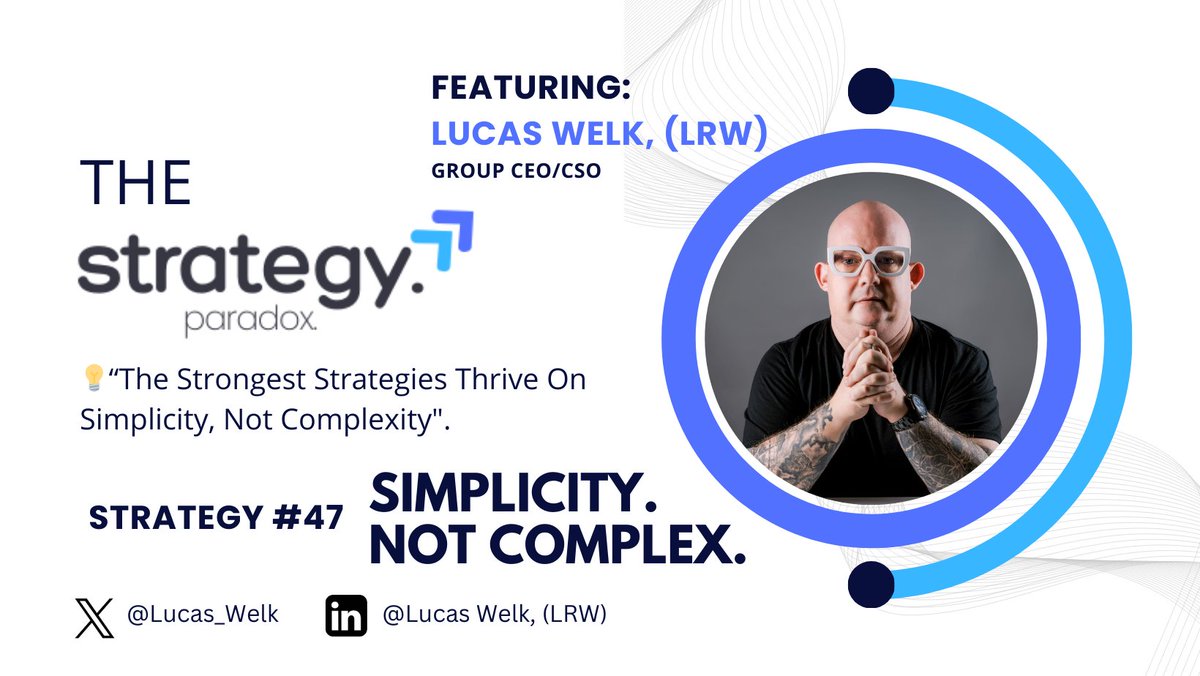 Lucas_Welk's tweet photo. 💡“The Strongest Strategies Thrive On Simplicity, Not Complexity".- @Lucas_Welk , (LRW) CEO/CSO

The most effective strategies often thrive on simplicity, not complexity. A clear, focused approach cuts through the noise, making it easier to communicate goals, align efforts, and adapt to change. By stripping away unnecessary layers, simple strategies unlock creativity and empower decisive action, proving that less is truly more when it comes to sustainable success.

#Strategy @Auto_Innovate #2W Auto Group @DisruptToLead