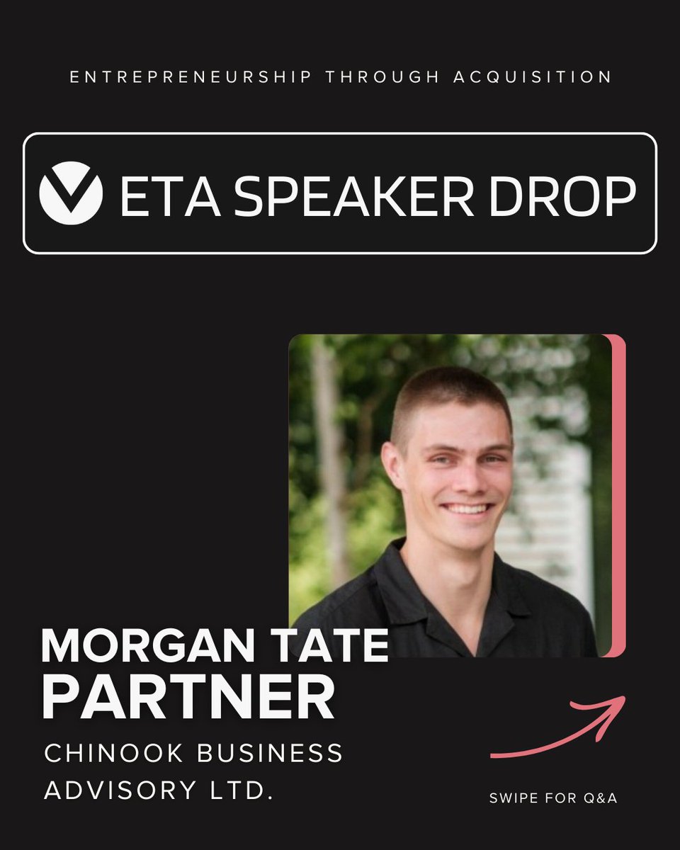 Venture4Canada's tweet photo. Meet one of your instructors for ETA Academy: Morgan Tate. 👋

Morgan is the CEO of @dealbuilder_, a world-class M&amp;A platform transforming business brokerage by automating the deal process for brokers, buyers, and sellers. https://t.co/MHf5P8AlQT