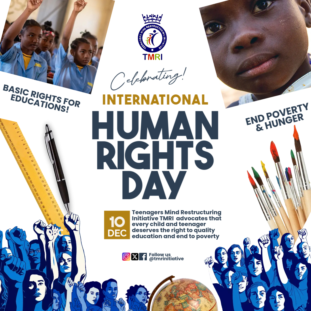 tmrinitiative's tweet photo. 🌍✨ Happy International Human Rights Day!
At Teenagers Mind Restructuring Initiative (TMRI), we stand for the rights of every child and teenager in Nigeria to quality education, freedom from hunger, and a life free from poverty.
#TMRI #HumanRightsDay #EducationForAll https://t.co/lGtxYzRnyD