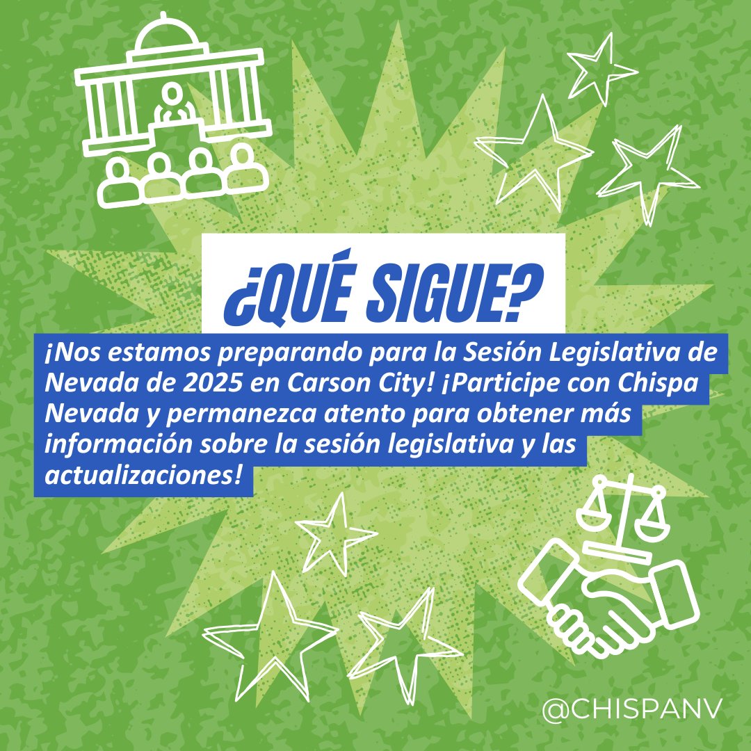 Chispa_NV's tweet image. Our New Year's Resolution? Make waves and create change in #CarsonCity at the #2025NVLeg, which begins THIS WINTER. 🚨📣

Learn more about the #NVLeg with our quick guide! Have any questions or looking to get involved in next year's efforts? Send us a DM today! 🎉