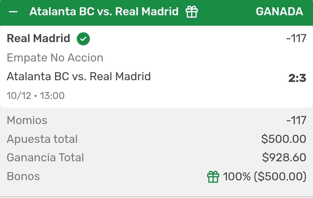 ApuestasInge's tweet photo. Bien mi Madrid 

FreePick Cobrado 

Real Madrid Empate No Acción ✅️

Hoy no perdía el Madrid en la Champions 

#ChampionsLeague https://t.co/0ZQtrzT2ei