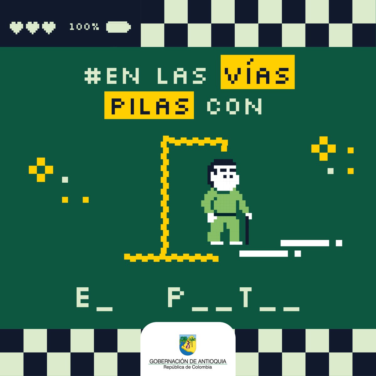 GobAntioquia's tweet photo. 🚦Cada vez que sales a una vía, asumes el compromiso de mantener todas las vidas a salvo, incluyendo la tuya😍. Como conductor, pasajero, peatón, ciclista o motociclista #EnLasVíasPilasConlaVida.

@ObrasAntioquia https://t.co/1HSPJiHe84