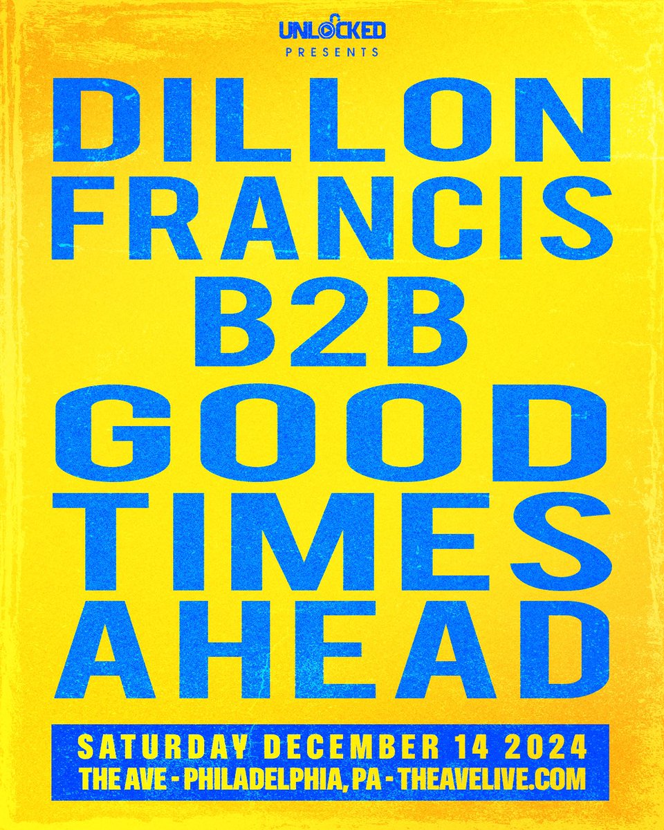 GoodTimesAhead (@goodtimesahead) on Twitter photo Here we go again... Philly this weekend w <a href="/DillonFrancis/">dillonfrancis</a> at <a href="/TheAvePHL/">The Ave Live</a>. Let's get weird 🤘 tixr.com/groups/unlocke… Here we go again... Philly this weekend w <a href="/DillonFrancis/">dillonfrancis</a> at <a href="/TheAvePHL/">The Ave Live</a>. Let's get weird 🤘 tixr.com/groups/unlocke…
