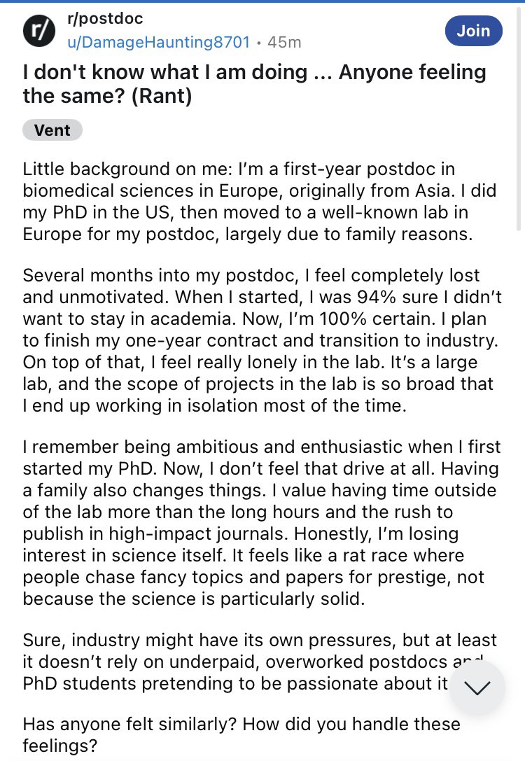 Why do we have a majority feeling this way in #academia ? Thoughts? #AcademicSupport #postdocvoice