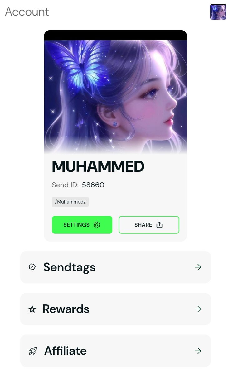 ShehuMuham88083's tweet image. "Just updated my profile pic on #Send and #X! Fresh look, same vibes. 💸💎 #USDC"
@ethentree @Crypto_Lord___ @Send @send_africa