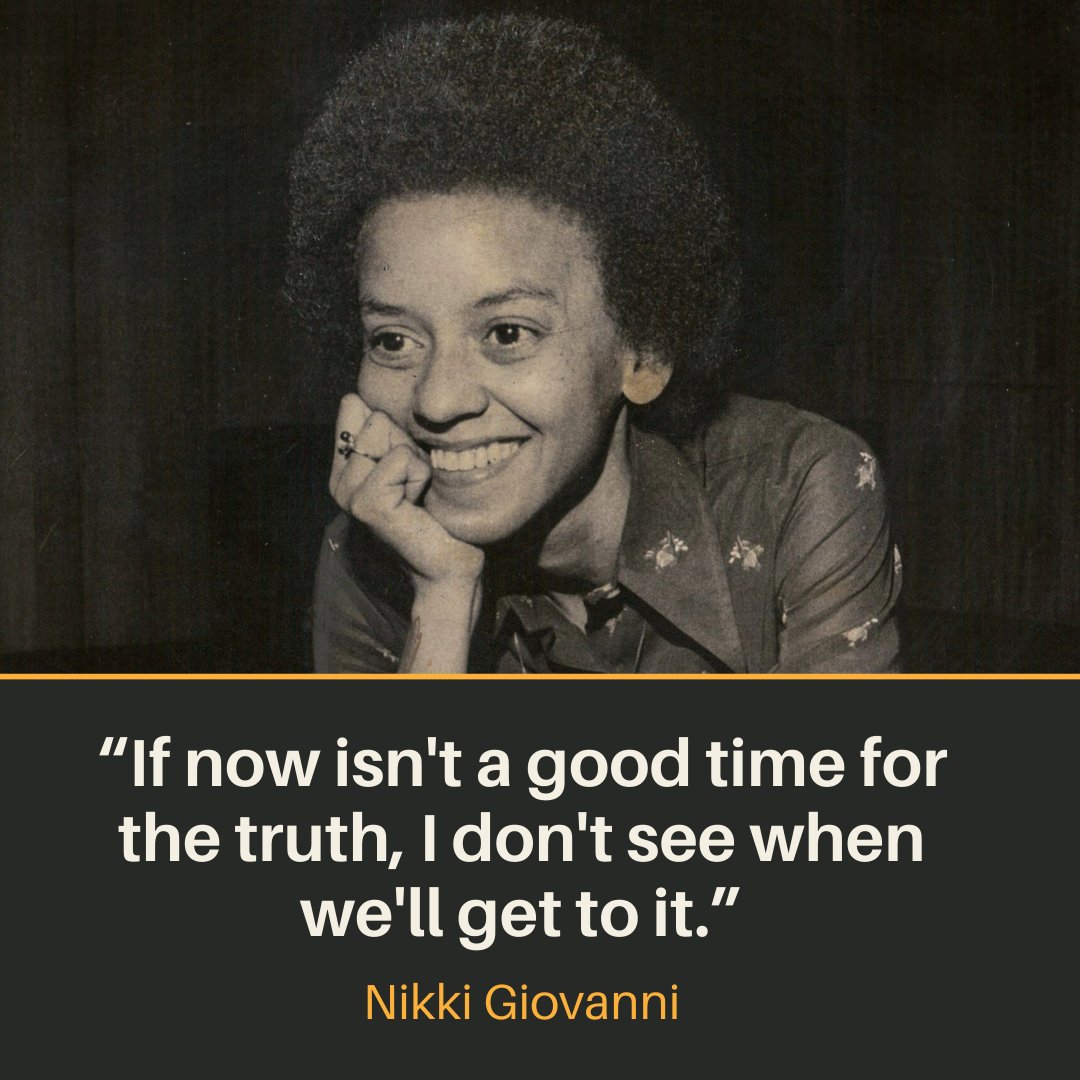 As students of history, we're honoring the life of Nikki Giovanni, a renowned poet and activist who made significant contributions to the Civil Rights Movement.

Rest in power to the great truthteller, Ms. Giovanni.