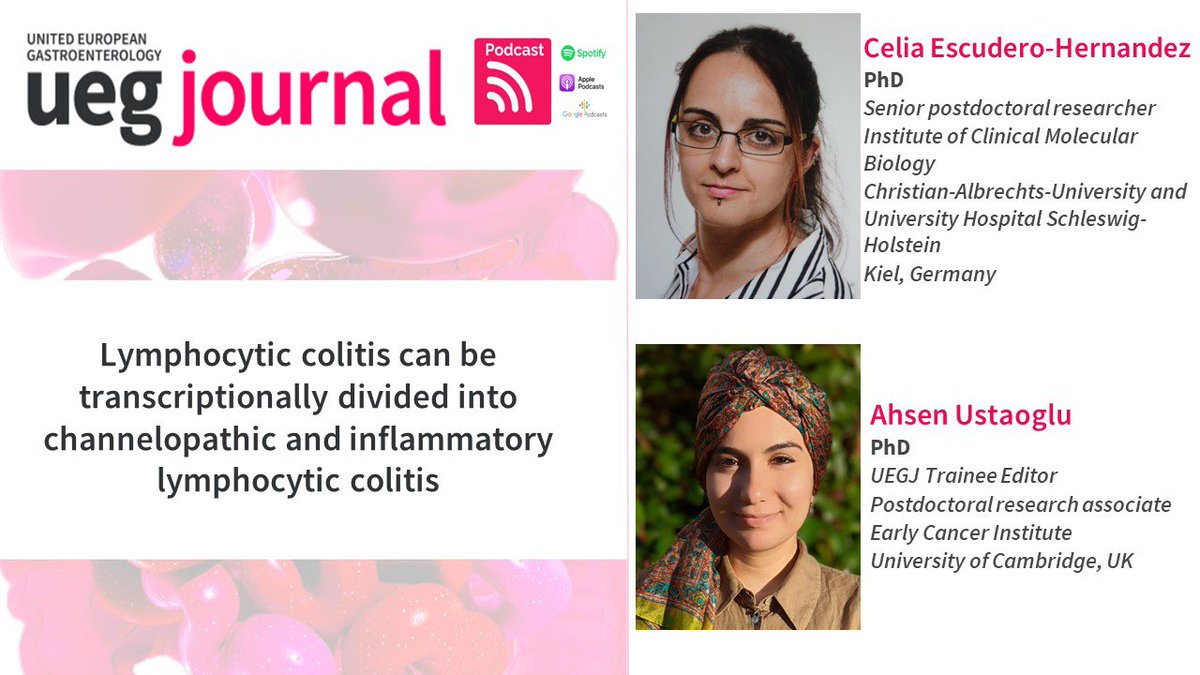 💥 New Podcast Episode 

<a href="/Sciencythoughts/">Ahsen U.</a> interviewed <a href="/CeliaEscuderoHe/">Celia Escudero-Hernández</a> on their molecular study which dives into the pathogenesis of lymphocytic colitis 

🔗 pod.link/1555253769/epi… 

🔗 onlinelibrary.wiley.com/doi/10.1002/ue…