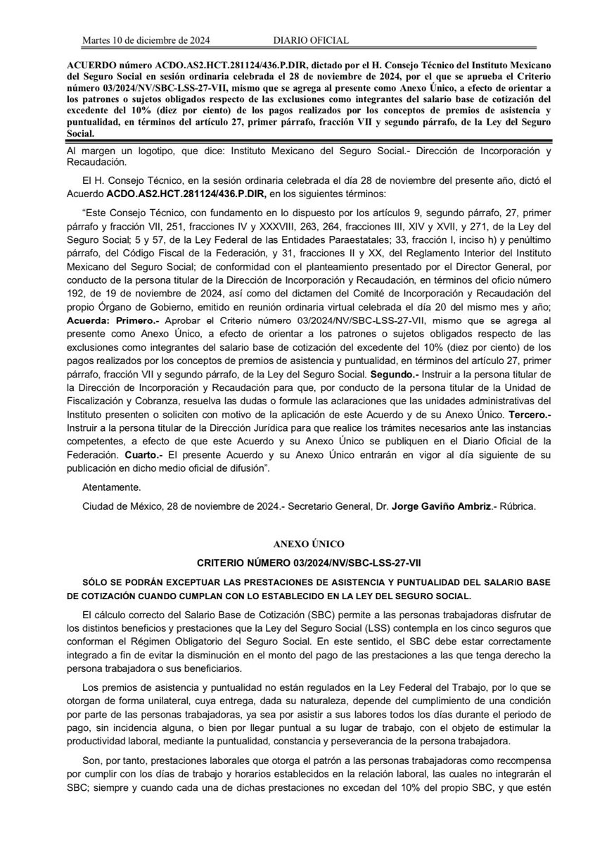 LuisPadronV's tweet photo. 🔴 IMSS emite nuevos criterios sobre premios de puntualidad y asistencia: solo podrán excluirse del SBC si cumplen con:

Premios no rebasen 10% SBC.
Contar con control de asistencia
Registrado en contabilidad.

#LaVozdelFiscalista https://t.co/oP4lC31rEH
