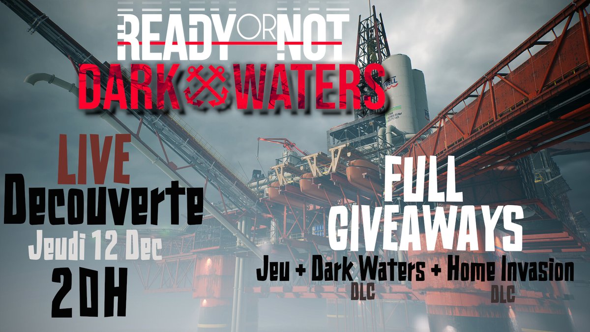 🔴LIVE découverte 
New dlc Ready or Not : DARK WATERS
🎅Soirée Full Giveaways !!🎅
👉twitch.tv/captain_frakas
 RDV Jeudi 12. 20H