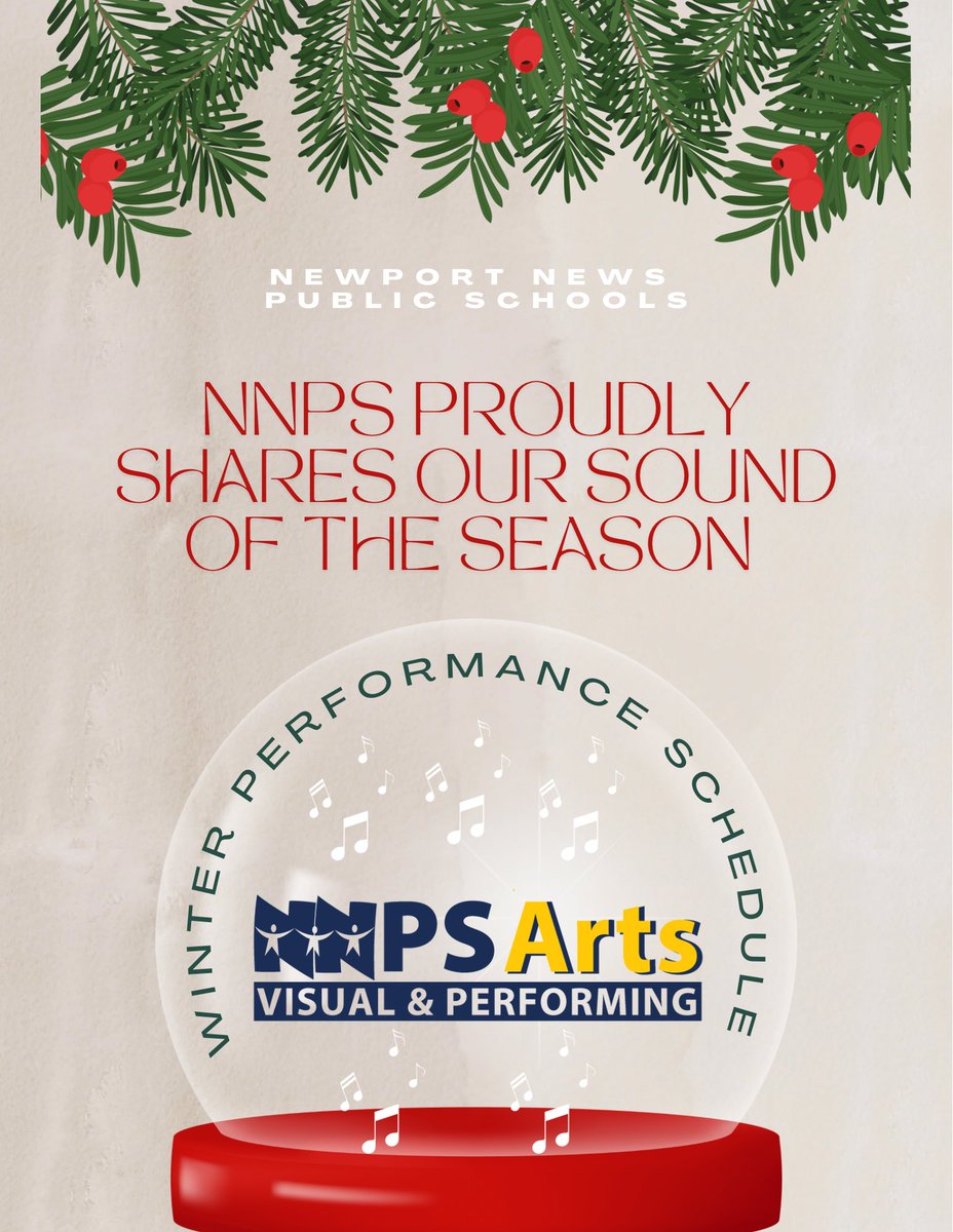 NNPSArts's tweet image. Performances this week  🎶❄️🎶
@SchoolHilton 
@NNPSWoodside 
@DenbighHSNNPS 
@gildersleevems 
@FMSNNPS 
@DutrowDolphins 
@WarwickRaiders 
@NNPSRiverside 
@nnpsgreenwood 
@MenchvilleHS 
@PassageMS 
@HinesSpartans 
@StoneyRunES 
@KMESKnights 
@McIntoshElem 
@AADreamAcademy