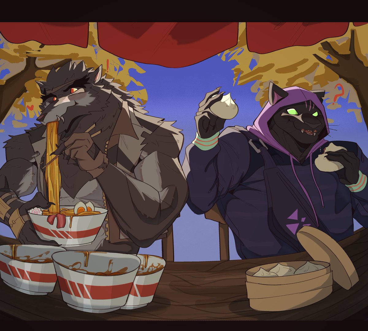 "Free Dinner" 🐺🐱
Nyanja decided to invite Dire to eat bc he gets free food the whole year for winning a parkour race jsjs, I think Dire really loved the new local food.
#Fortnite #FortniteArt #