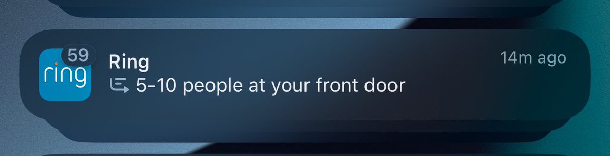 nick_lindquist's tweet photo. apple intelligence notification summaries need to chill. 

my ring doorbell detected 5-10 people at the door over the course of the day and the apple summary got me thinking there was an angry mob outside my house https://t.co/OJkY7URWlH