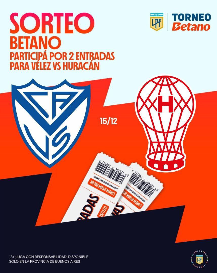 SORTEAMOS con Betano 2 entradas para la definición del campeonato,para participar: 
-Estar registrado en Betano con el código LUDOGALLINA (sin necesidad de deposito)
-Darle RT
El sorteo lo hago el viernes a más tardar!