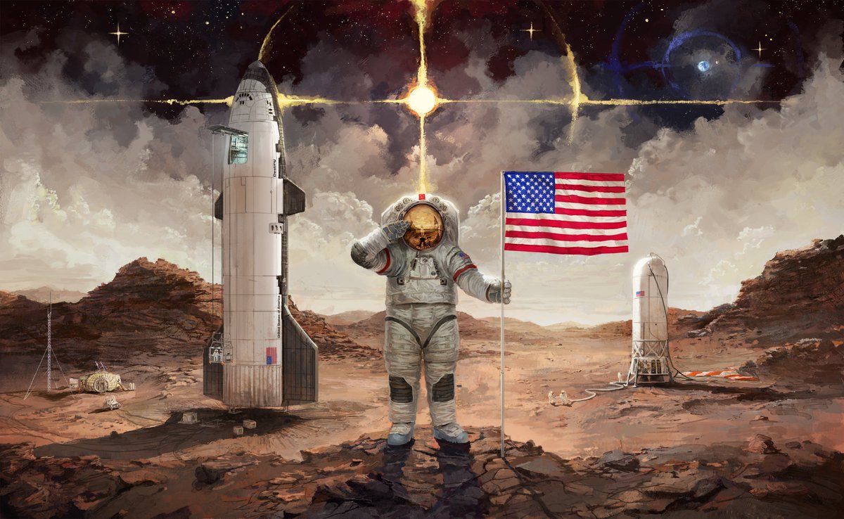 WhaleOil2's tweet photo. Back in October, I produced two submissions for the NASA Artemis Moon to Mars art contest. I wanted to paint something that would excite and inspire, so I went for a more Robert McCall style. I was awarded second place for the lunar painting. Lots of fun! https://t.co/5ml6b8ToHT