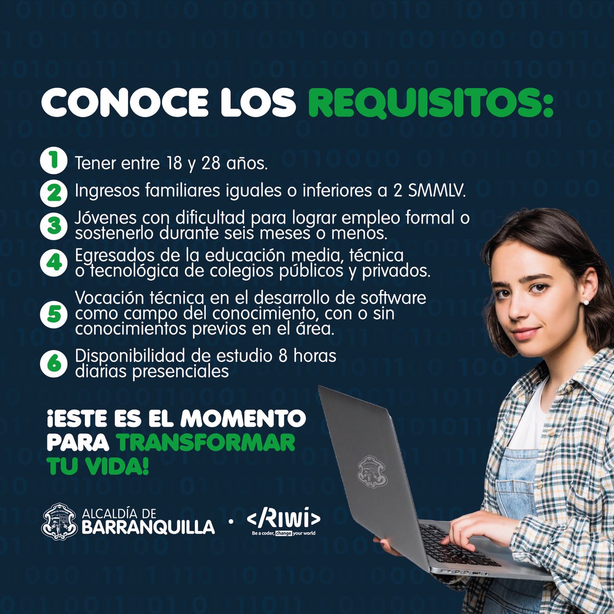 alcaldiabquilla's tweet photo. 📣Abierta convocatoria para más de 200 jóvenes que quieran estudiar desarrollo de software en 2025.

Seguimos brindando herramientas para que los jóvenes puedan acceder a una formación tecnológica e innovadora, en esta oportunidad, de la mano de Riwi. https://t.co/4LTKIHG2pA