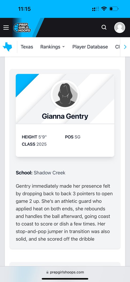 giannagentry4's tweet photo. Thank you @girlzprepreport @ShadowCreekHS https://t.co/r2h1RvMGYF