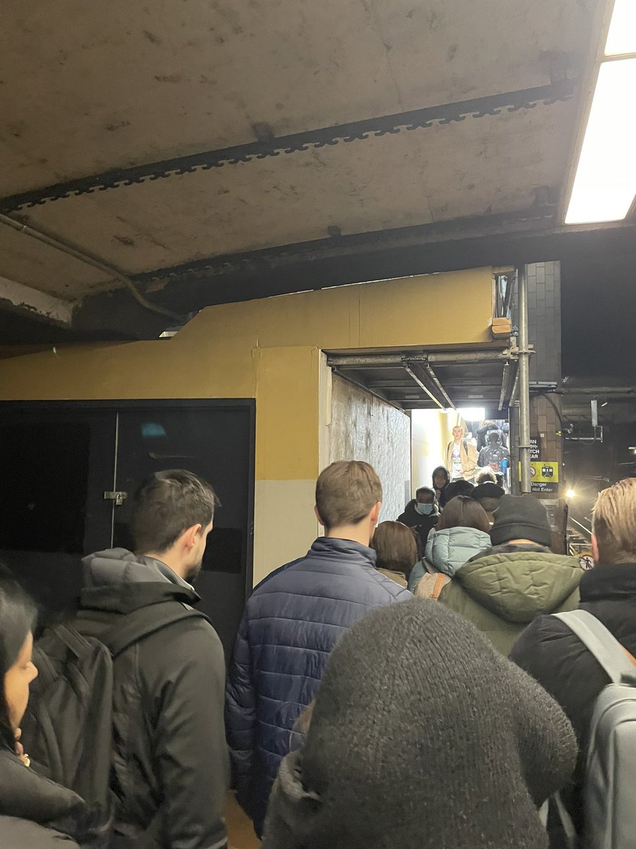 RotarianMaryLou's tweet photo. @TTCnotices Very dangerous situation created at Spadina with a very narrow staircase and no one to manage people flow. https://t.co/jYhUaM1YSv