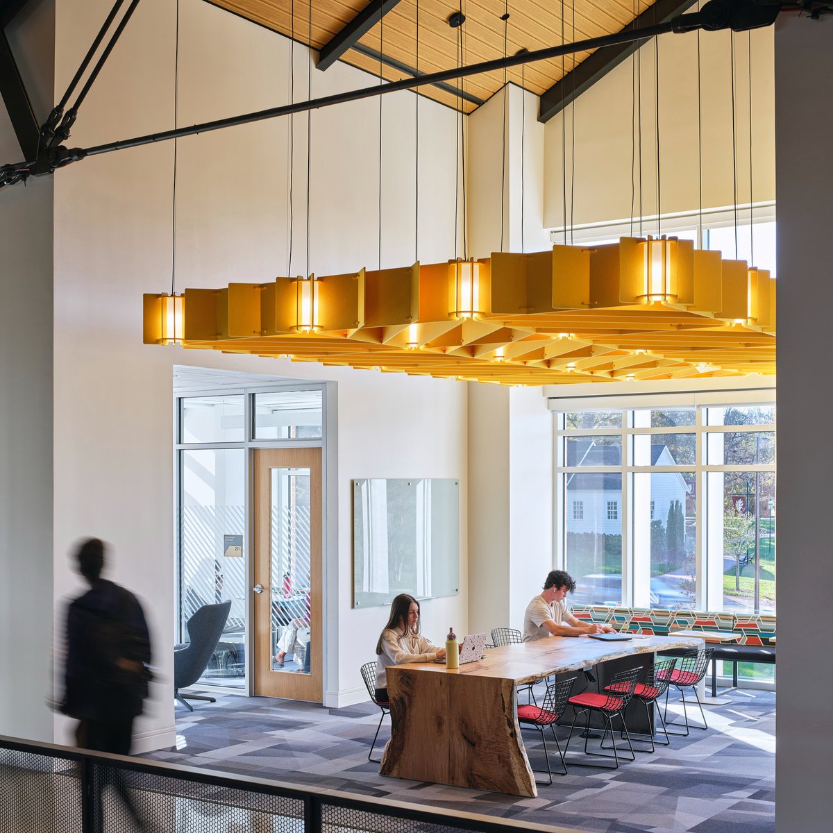 Acoustic Trellis installation at Founders Hall, the heart of Elon University’s Engineering Program and Department of Physics. 

#LightArt #AcousticLighting #LEEDGold #SustainableDesign #ElonUniversity #CustomLighting #DesignExcellence