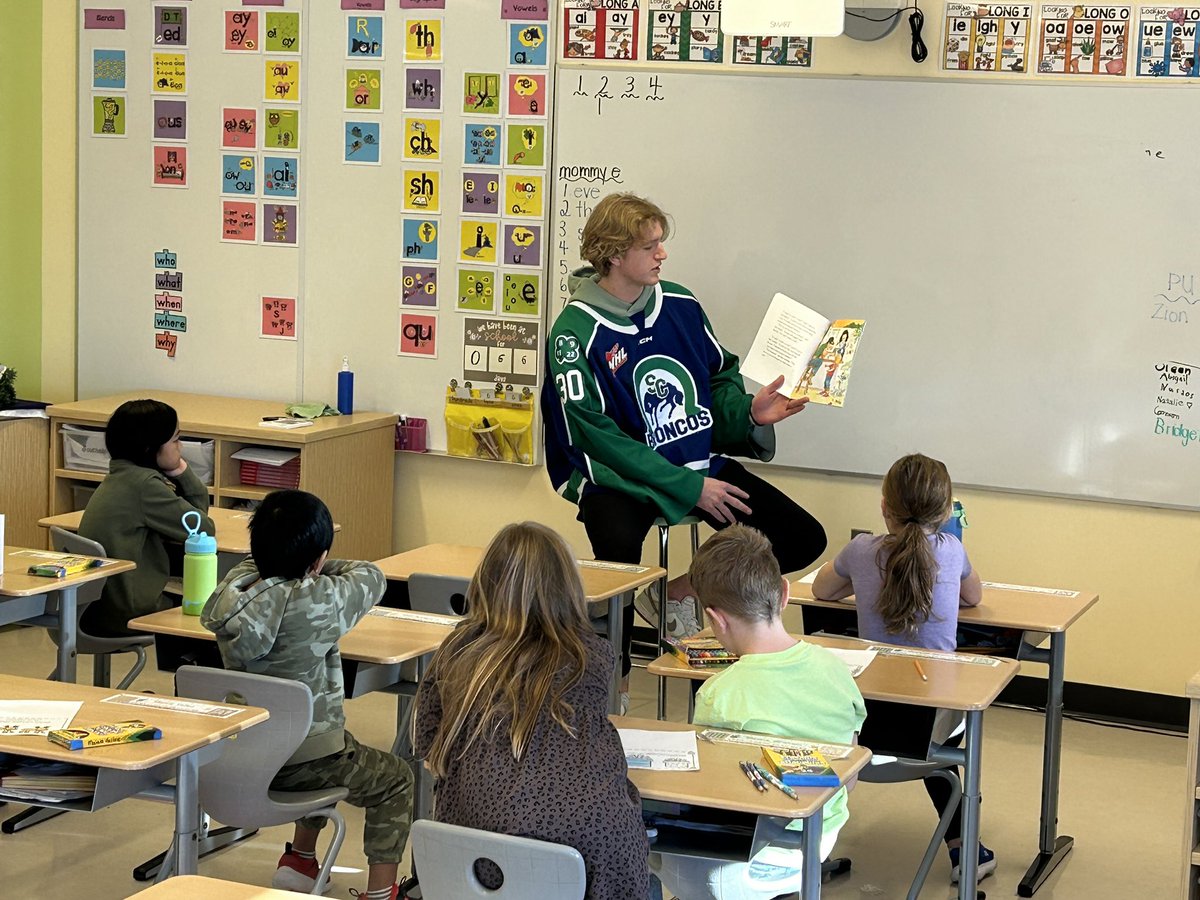 SCBroncos's tweet photo. Reid Dyck &amp; Kurt Rookes made their way to All Saints Catholic School today for our second Innovation iRead visit today. We had an absolute blast, scoring points with the kids not cutting into recess time this afternoon.

Thanks for having us! https://t.co/Monx2sW0WN