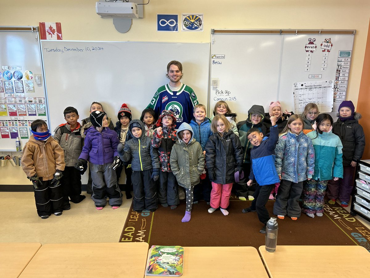 SCBroncos's tweet photo. Reid Dyck &amp; Kurt Rookes made their way to All Saints Catholic School today for our second Innovation iRead visit today. We had an absolute blast, scoring points with the kids not cutting into recess time this afternoon.

Thanks for having us! https://t.co/Monx2sW0WN