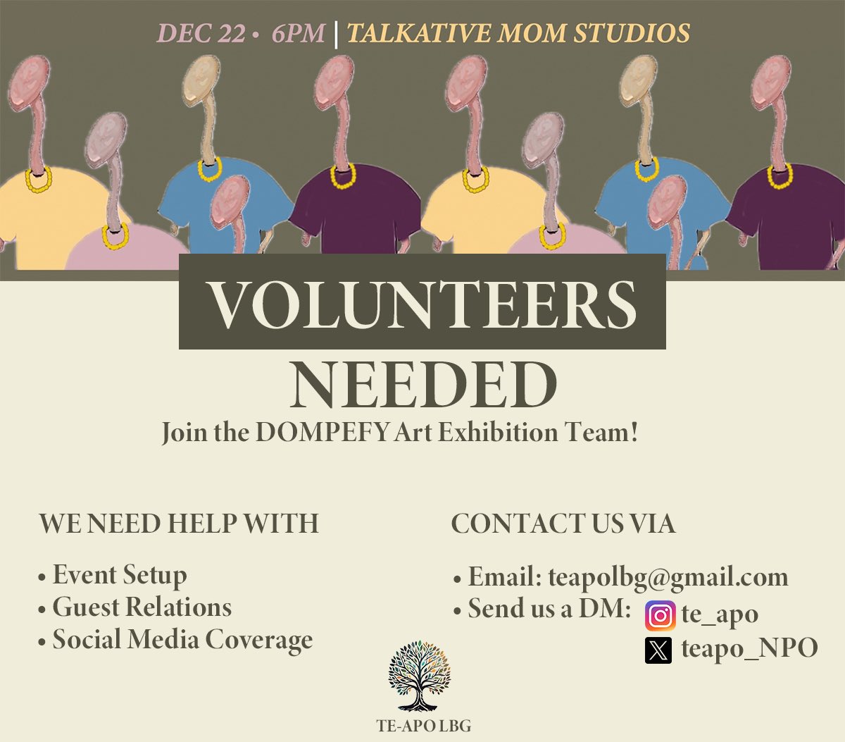 We’re looking for volunteers to support the DOMPEFY Art Exhibition and Auction. Kindly send a DM if you’re interested or have any enquiries