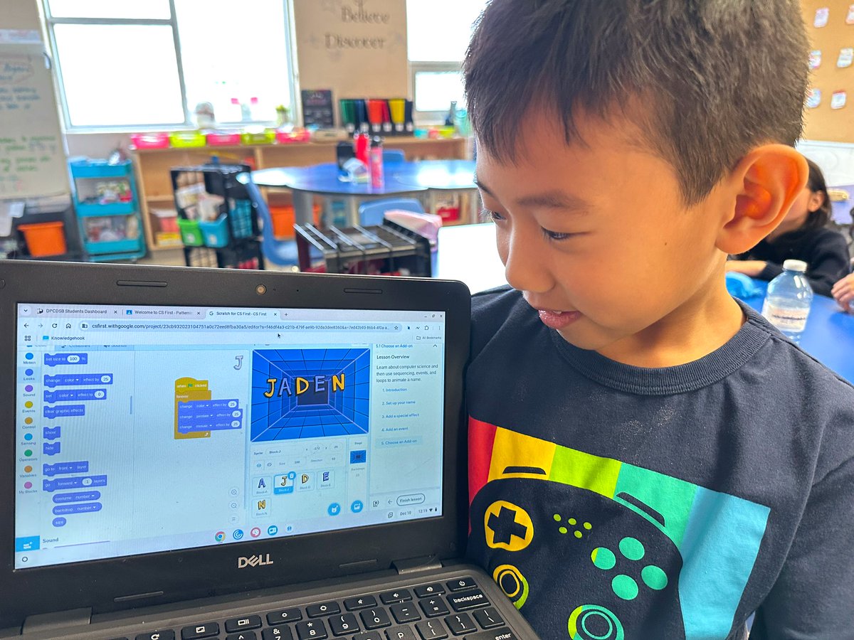 MsNYarra's tweet image. 🤖 #HourOfCode: CSEd Week! Day 2️⃣: adding different effects to personalize our names. I showed Gr. 3s my sample code &amp;amp; hoped it inspired them 2 make theirs “more sigma”😅.. this is what they came up w/! Not bad for 8 years old!🧑🏻‍💻#STEM #CsFirst #Makerspace #coding @LOGICSAcademy