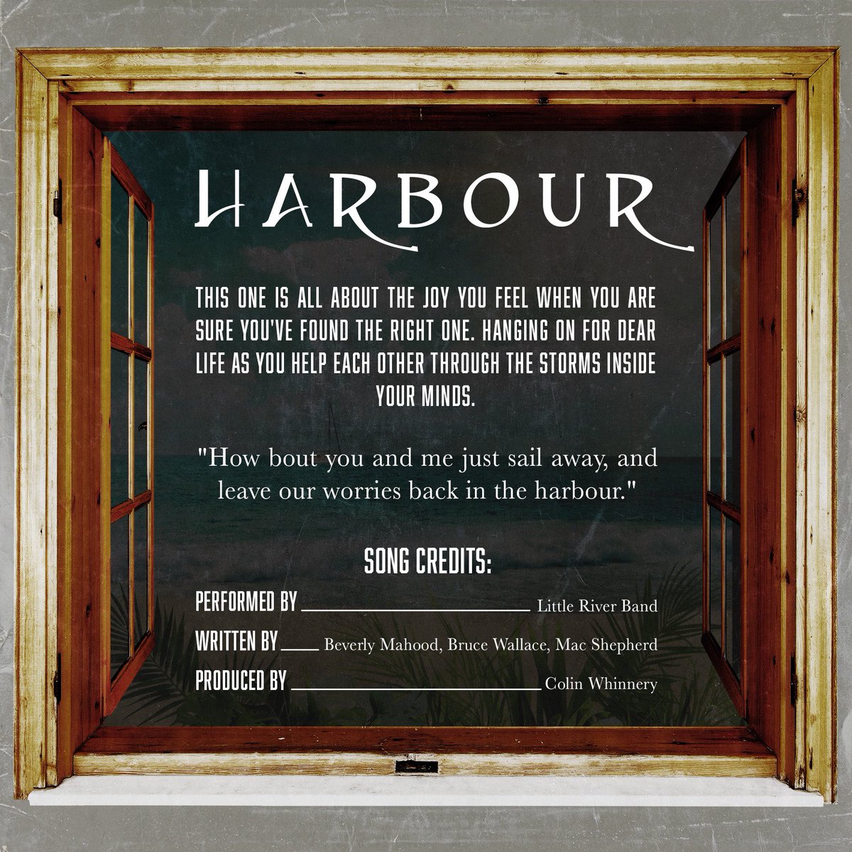 HARBOUR | "Harbour" is track number 6 on our album #WindowToTheWorld. It’s all about the joy you feel when you are sure you found the right one, hanging on for dear life, as you help each other through the storms inside your minds. Listen on our new album here: