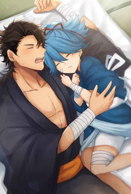 布団むつが流行ってると聞いたので再掲...。寝不足気味の小夜を寝かせようとして自分も一緒に寝ちゃったむっちゃん 