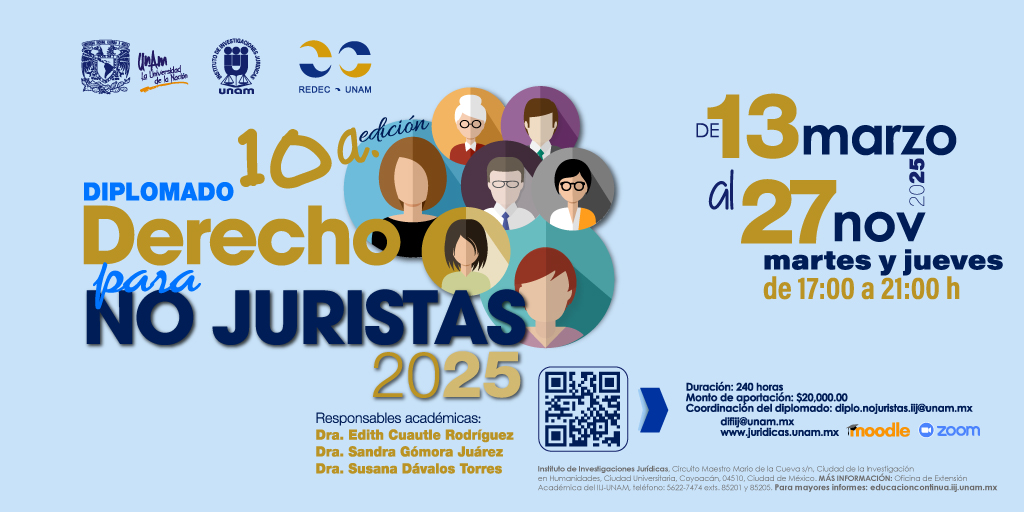 diplonojuristas's tweet photo. ¿Planeando el #AñoNuevo? Checa el #DiplomadoDerechoParaNoJuristas 10ª edición y complementa tu formación profesional en el @IIJUNAM. Tú eliges la modalidad. ¡Empezamos el 13 de marzo de #2025! Más información en: https://t.co/SaVrHGGvDL https://t.co/gbCrYyC5L9