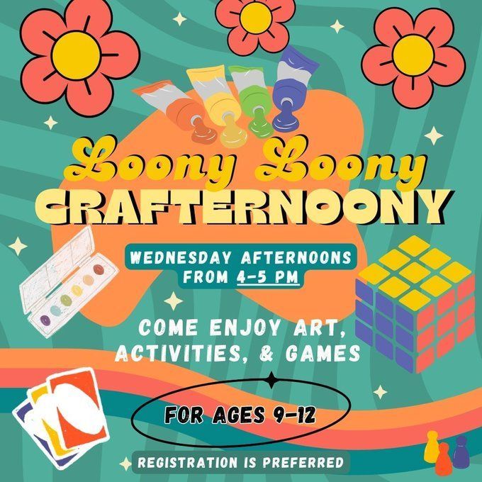 Calling all crafters aged 9-12! Come craft, play, and hang with us tomorrow from 4-5 PM. 
Pre-registration is preferred.