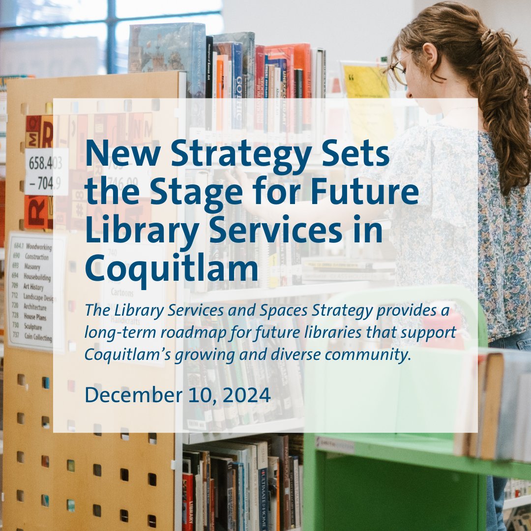 cityofcoquitlam's tweet photo. The Library Services and Spaces Strategy, developed in collaboration with Coquitlam Public Library, provides a long-term roadmap for future libraries that support Coquitlam’s growing and diverse community. 

Learn more https://t.co/B22E5yjW77

@CoqLibrary https://t.co/tsvKOIA9x5